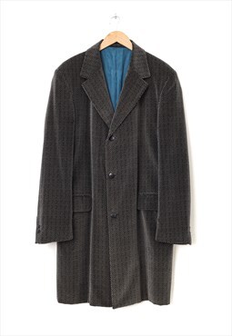 Vintage VERSACE Over Coat Jacket Velour Grey