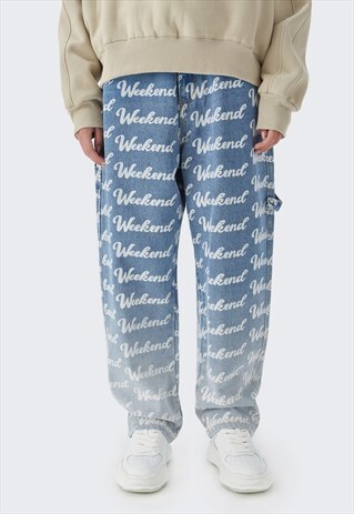 KALODIS LETTER PRINT GRADIENT STRAIGHT-LEG CASUAL JEANS