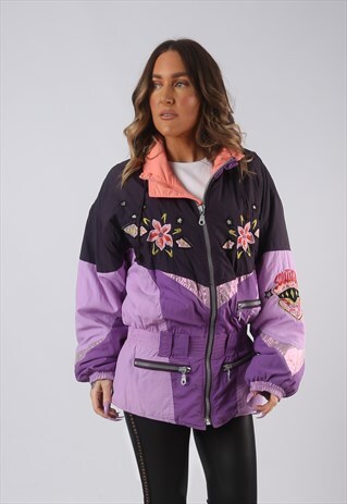 SKI JACKET SNOW SPORTS OVERSIZED PATTERNED UK 10 - 12 (HKCJ)