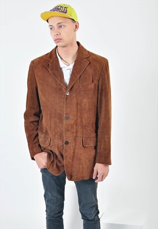 VINTAGE 90S SUEDE LEATHER BLAZER JACKET