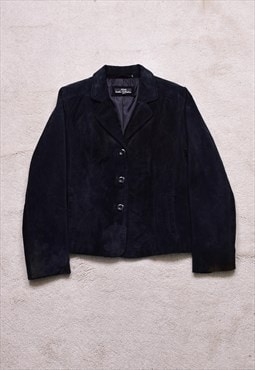 Women's Vintage 90s Wallace Sacks Black Suede Jacket