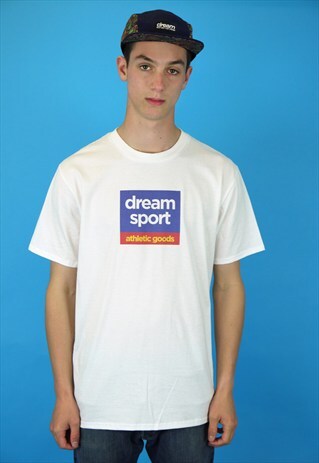 SHORT SLEEVED WHITE T-SHIRT WITH DREAM SPORT ATHLETIC GOODS