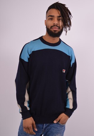 VINTAGE FILA JUMPER SWEATER NAVY BLUE