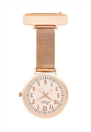 ANNIE APPLE ROSE GOLD MESH NURSE FOB WATCH LADIES