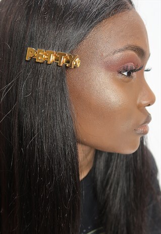 PERSONALISED WORD GOLD HAIR CLIP