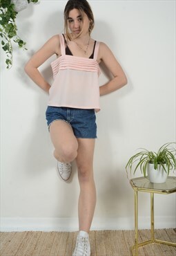 Reworked 90s Pastel Pink Cropped Vest Top