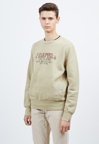 VINTAGE BEIGE LEVI'S CREW NECK PULLOVER SWEATSHIRT