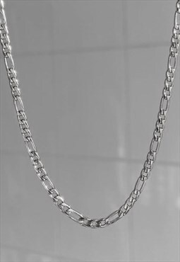 LUDWIG. Chunky Silver Figaro Chain Necklace