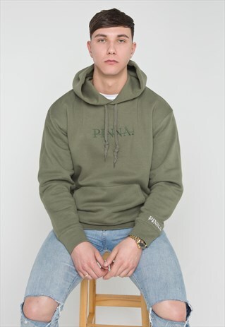 PINNA EMBROIDERED HOODIE - OLIVE GREEN