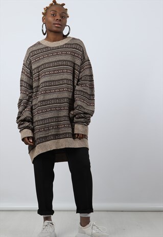 VINTAGE XXL BEIGE KNITTED JUMPER