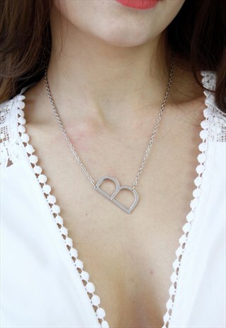 SILVER LETTER 'B' MONOGRAM CHAIN NECKLACE