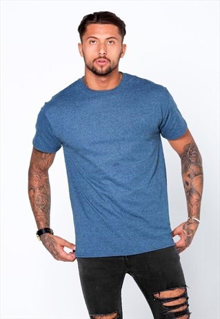 ESSENTIAL BLANK T-SHIRT - HEATHER COLUMBIA BLUE
