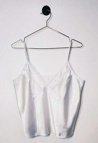 VINTAGE 80S RETRO LACE CAMI TOP WHITE