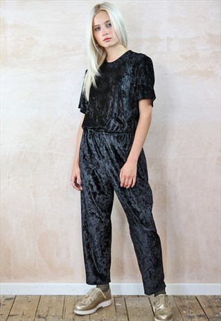 BLACK VELVET JUMP SUIT