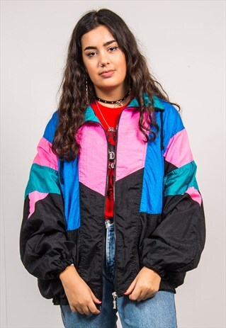 VINTAGE 90'S MULTICOLOUR SHELL TRACKSUIT JACKET