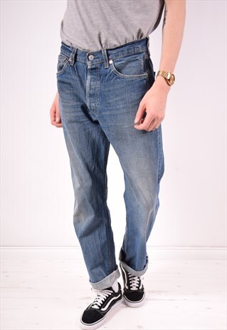 LEVI'S 501 MENS VINTAGE JEANS W32 L32 BLUE 90S