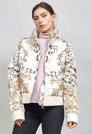 VINTAGE 90'S ROBERTO CAVALLI PRINTED PUFFER JACKET