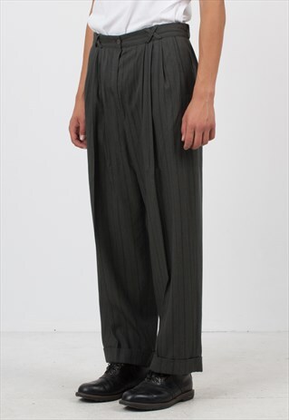 VINTAGE GREY STRIPED TROUSERS BOTTOMS