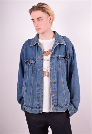WRANGLER MENS VINTAGE DENIM JACKET LARGE BLUE 90S