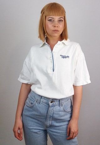 VINTAGE 80'S REEBOK UNISEX POLO T-SHIRT IN WHITE