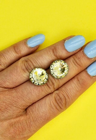 50S RHINSTONE EARRINGS GLAM STATEMENT PARTY VINTAGE EARRINGS