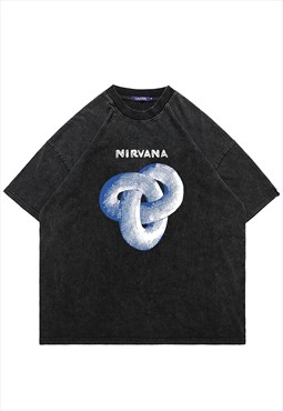 Rock band t-shirt vintage wash Nirvana poster tee in grey