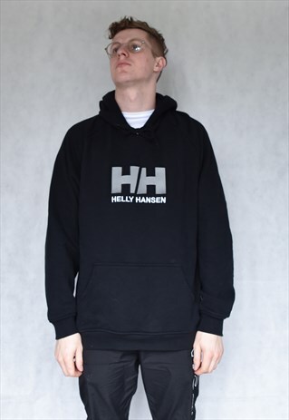 VINTAGE HELLY HANSEN LONGLINE LOGO HOODIE SIZE L