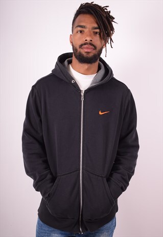 NIKE MENS VINTAGE HOODIE JACKET XL BLACK 90S