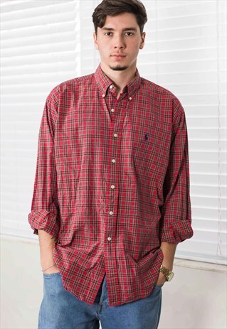 VINTAGE RALPH LAUREN LONG SLEEVE SHIRT LOGO 90S L 9.7