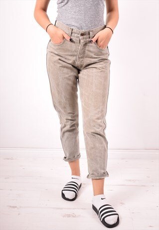 MOSCHINO WOMENS VINTAGE JEANS W30 L26 KHAKI 90S