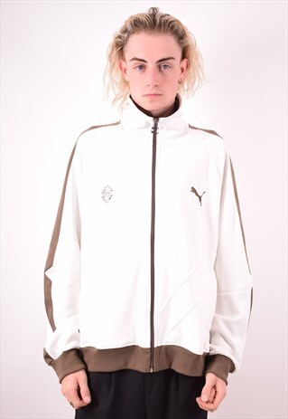 PUMA MENS VINTAGE TRACKSUIT TOP JACKET XXL WHITE 90S