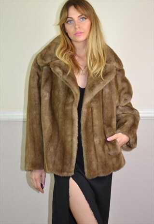 PREMIUM VINTAGE 60S LIGHT BROWN BLONDE FAUX FUR JACKET
