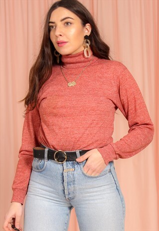 VINTAGE 90S TURTLE NECK JUMPER IN ORANGE
