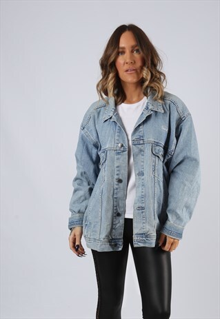 DENIM JACKET OVERSIZED FITTED VINTAGE UK 16 (BJ3H)