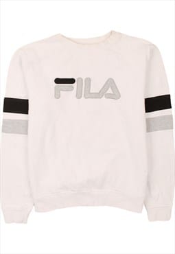 Vintage 90's Fila Sweatshirt Spellout Crew Neck White Small