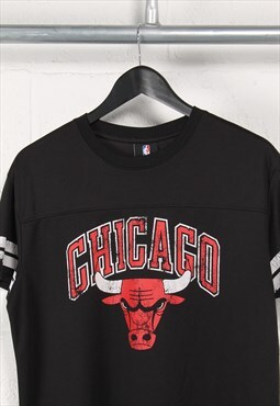 Vintage NBA Chicago Bulls T-Shirt Black Crewneck Tee Small