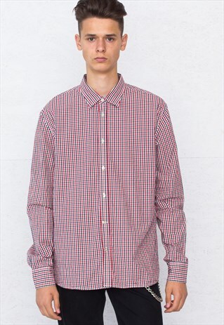 VINTAGE RED BLUE LEVI'S LONG SLEEVE CHECKERED SHIRT
