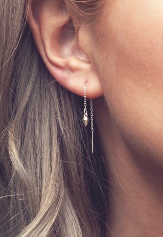 ELISHA. STERLING SILVER THREAD THROUGH DAGGER EARRINGS