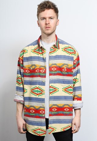 VINTAGE AZTEC PATTERNED SHIRT