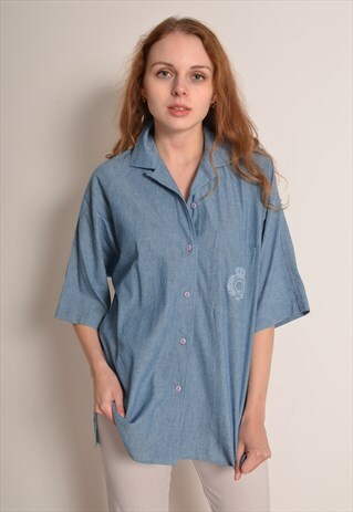 VINTAGE 90S LIGHT DENIM LIKE SHIRT IN BLUE