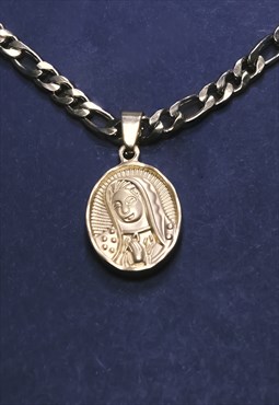 Jesus Women Necklace in gold 5mm figaro chain men necklace
