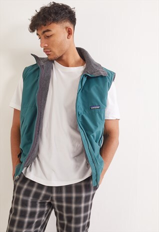VINTAGE PATAGONIA FLEECE LINED GILET GREEN
