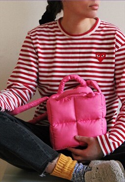 MINI PILLOW PUFFER Essential tote bag in barbie pink