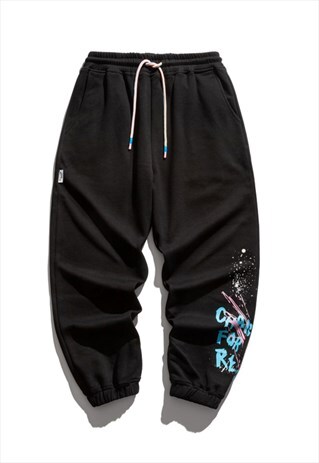 KALODIS CASUAL LETTER GRAFFITI PRINT LOOSE PANTS