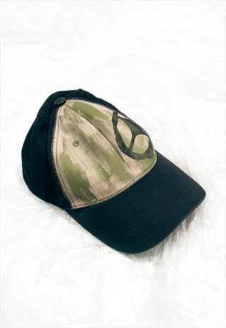 VINTAGE Y2K NO FEAR CAP IN BLACK GREEN HAND-PAINTED