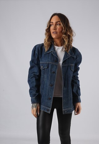 VINTAGE MUSTANG DENIM JACKET OVERSIZED BLUE UK 16 18 (9LBT)