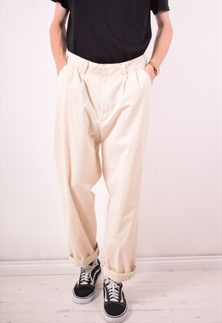 TIMBERLAND MENS VINTAGE TROUSERS W34 L31 WHITE 90S