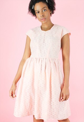 VINTAGE 90S DRESS OCCASION BRIDESMAID Y2K PINK LACE MINI