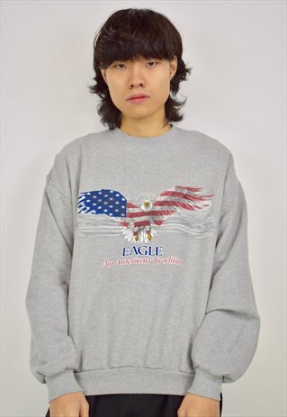 VINTAGE 90S GREY 'AMERICAN EAGLE' SWEATSHIRT
