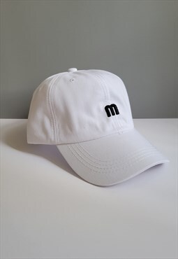 White Graphic Vintage Cotton Baseball Adjustable Cap 